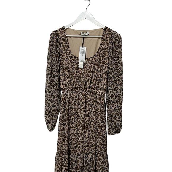 BAGATELLE COLLECTION WOMENS SIZE 6 FLORAL PRINT TIERED MAXI DRESS BEIGE BLUE NEW - Picture 7 of 14